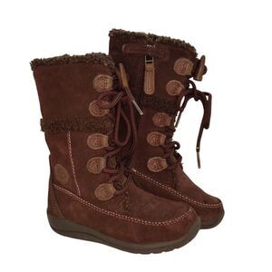Timberland Toddler Girls Pre-owned Tall Zippered Dark Brown Suede Boots- sz. 9